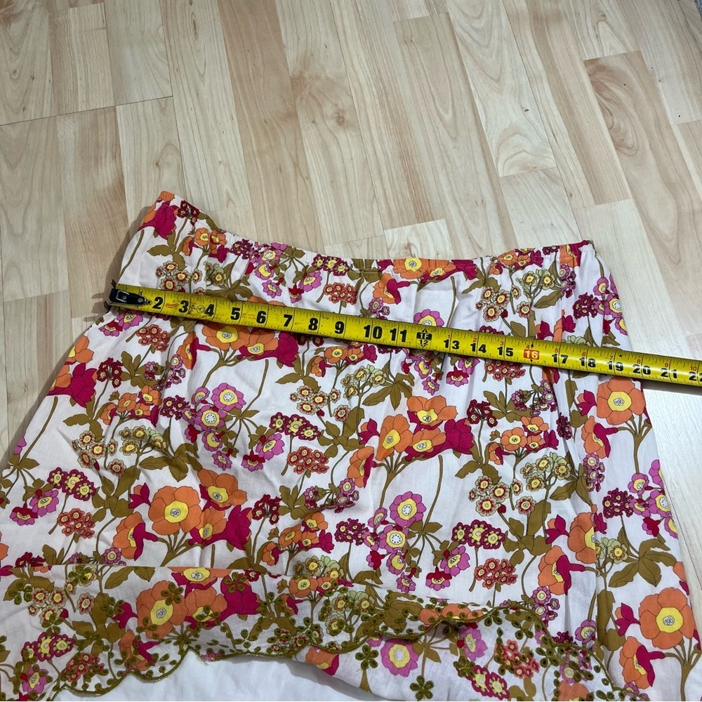 J Jill Womens floral cotton scallop 100% Cotton skirt sz Large Vintage - Picture 3 of 5
